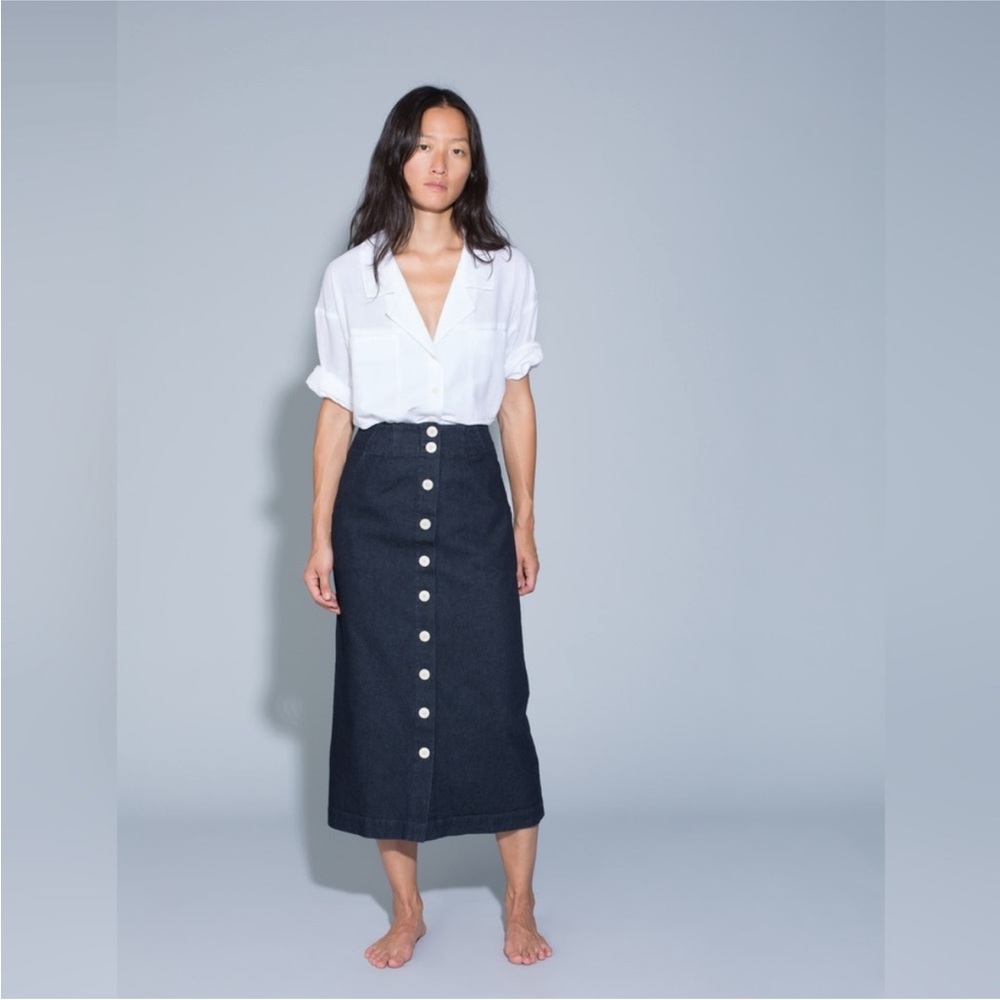 Ilana Kohn Mallin Skirt - 100% Cotton Denim (Dark Blue Denim)
